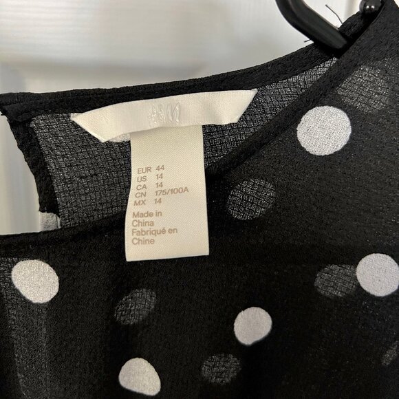 H&M Black and White Polka Dot Midi Dress Size 14 - Picture 3 of 9